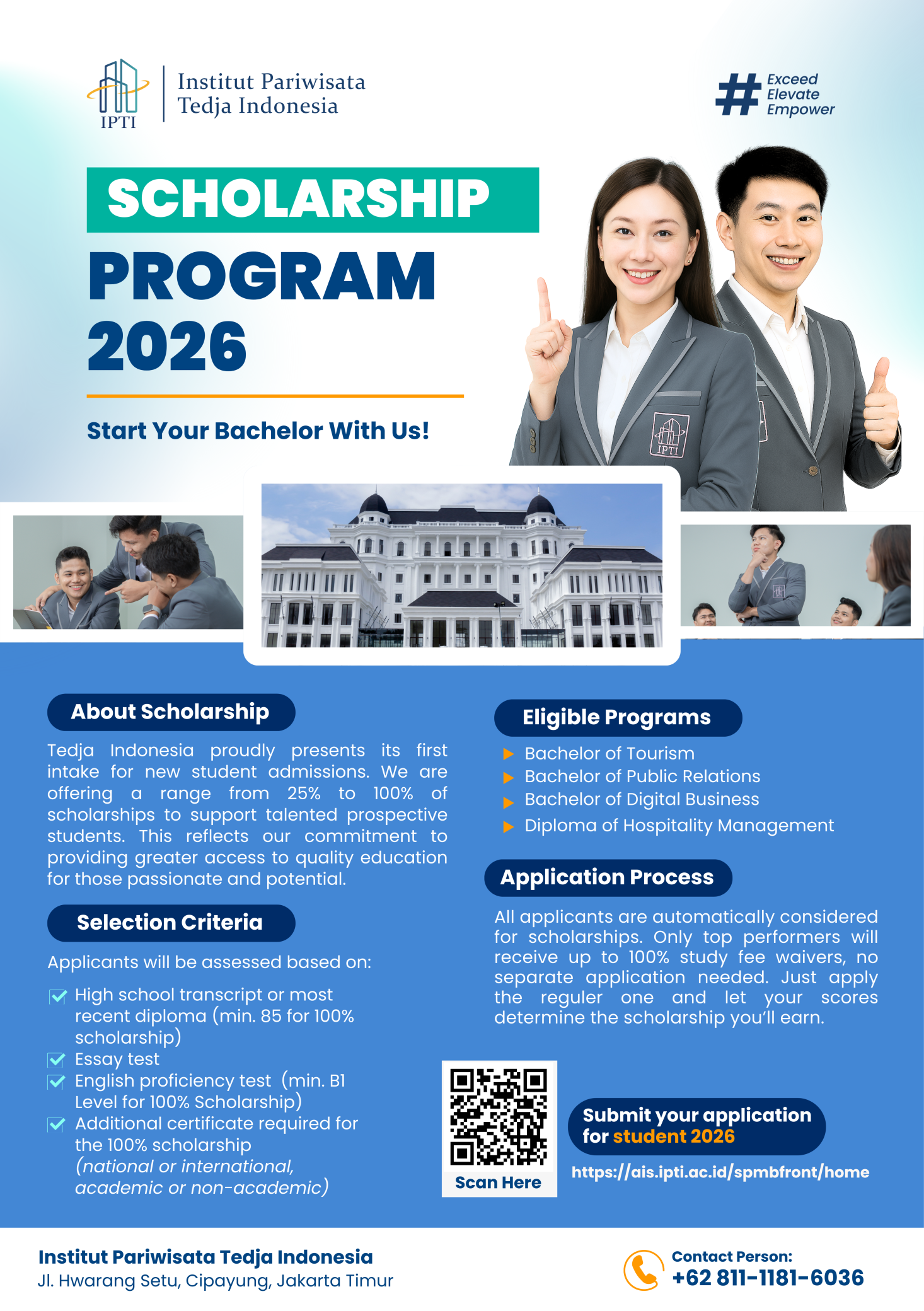 Universitas Pariwisata Indonesia IPTI – Kampus Tedja Indonesia dengan desain arsitektur modern klasik.